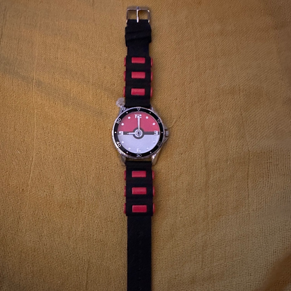 Rare Pokemon 2017 Accutime Japan Movement Red White Black Adult Watch - Works